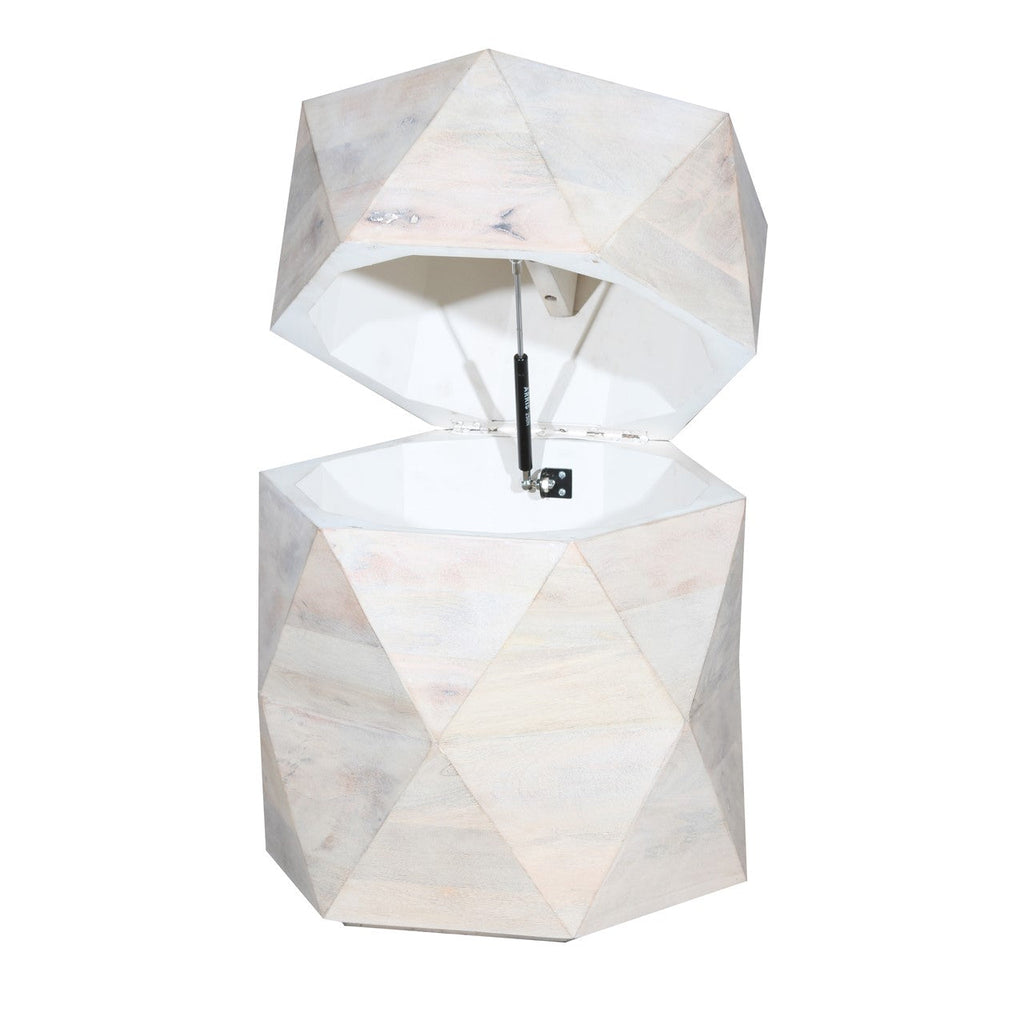 Hexagonal Mango Wood Side Table with Storage