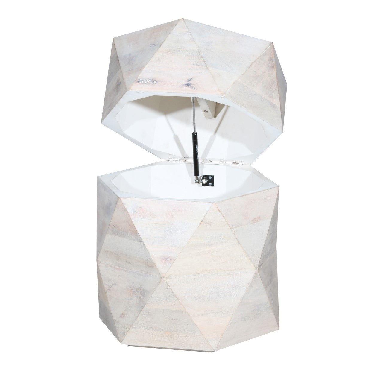 Hexagonal Mango Wood Side Table with Storage
