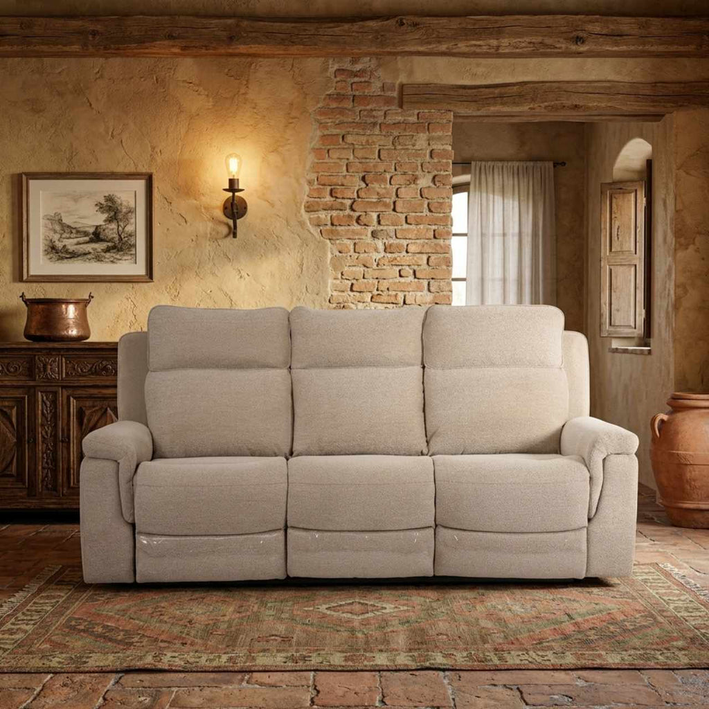 Hudson Fabric Comfort Recliner Sofa - Beige