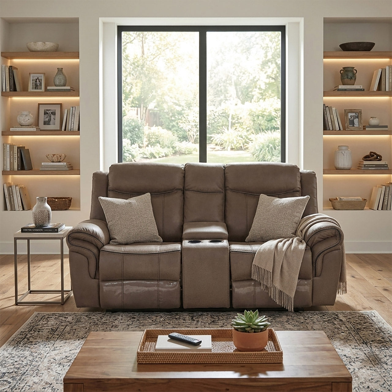 Lisboa Fabric Recliner and Rocking Loveseat - Brown