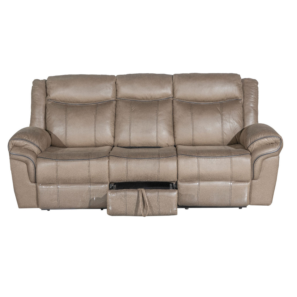 Lisboa Fabric Recliner and Rocking Sofa - Brown