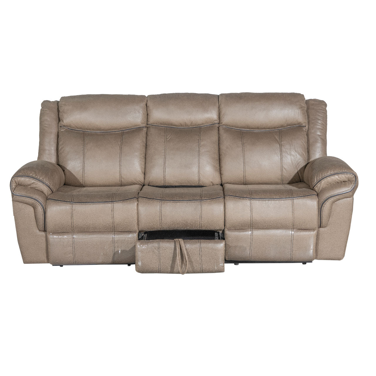 Lisboa Fabric Recliner and Rocking Sofa - Brown
