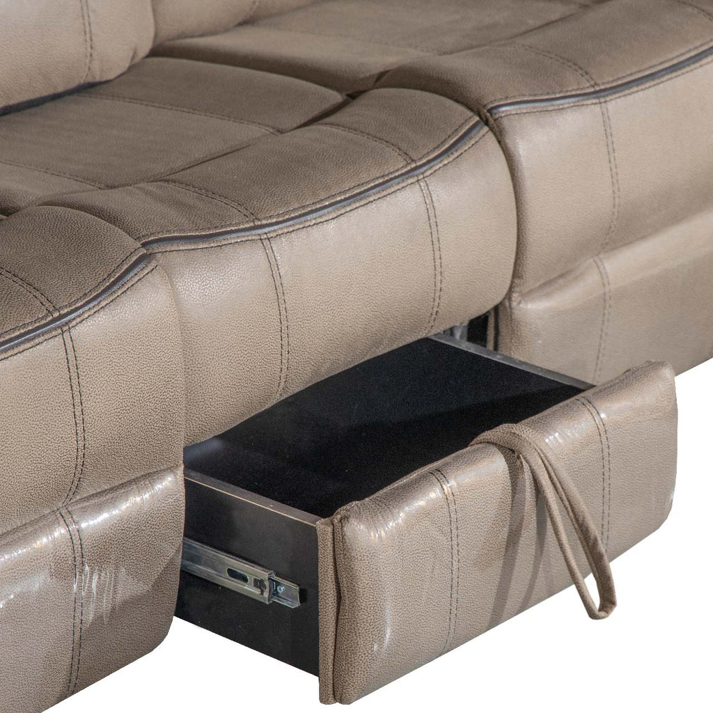 Lisboa Fabric Recliner and Rocking Sofa - Brown