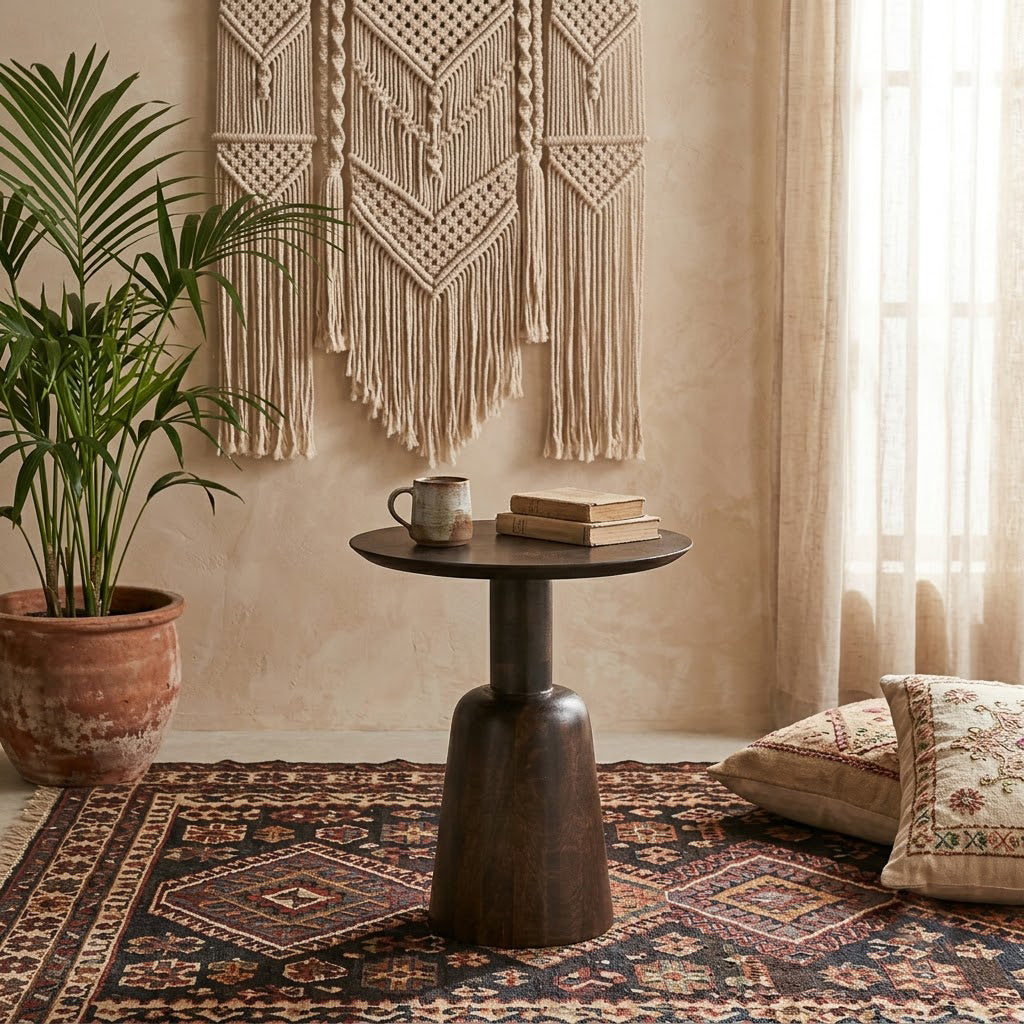 Luisa Mango Wood Round Side Table