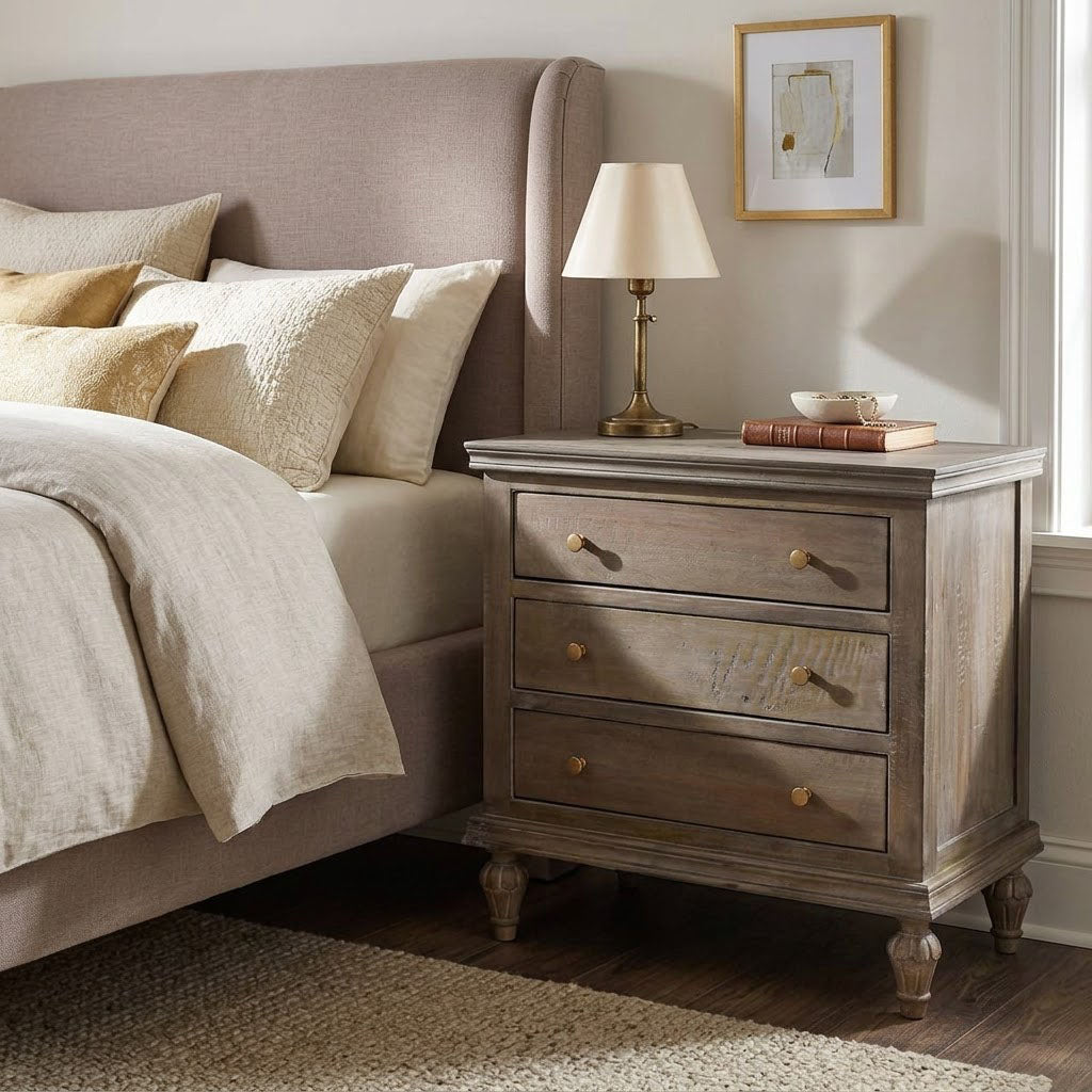 Maison Mango Wood 3 Drawer Night Stand Salvage