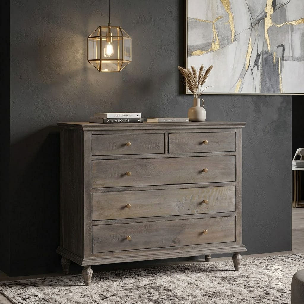 Maison Mango Wood 5 Drawer Chest Salvage