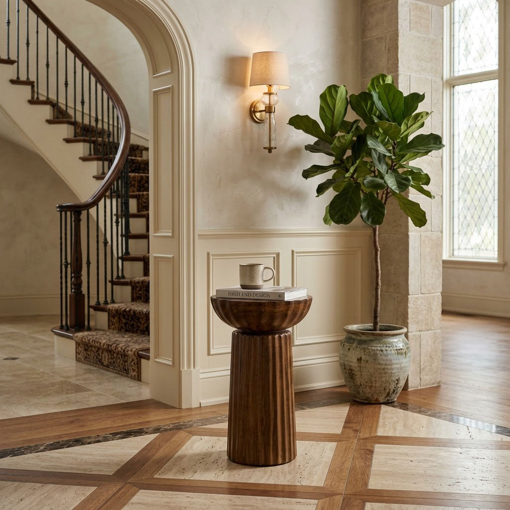 Mango Wood Round Side Table