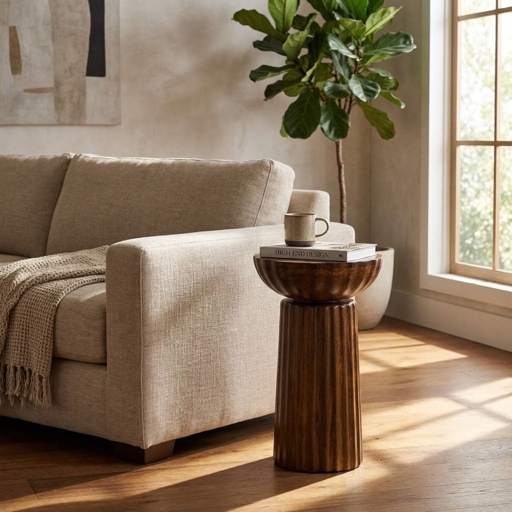 Mango Wood Round Side Table
