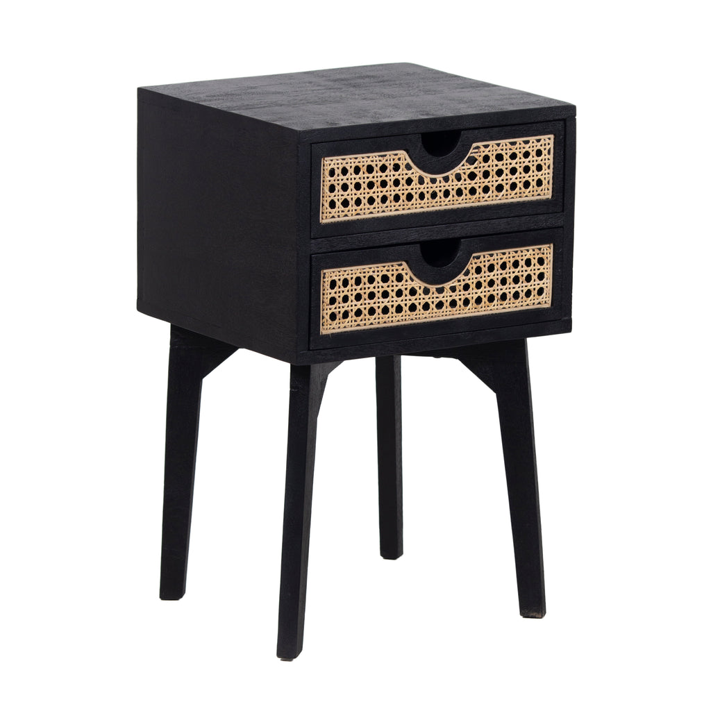 Rabat Mango Wood Rattan 2 Drawer Bedside Table