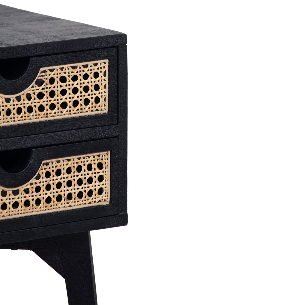 Rabat Mango Wood Rattan 2 Drawer Bedside Table