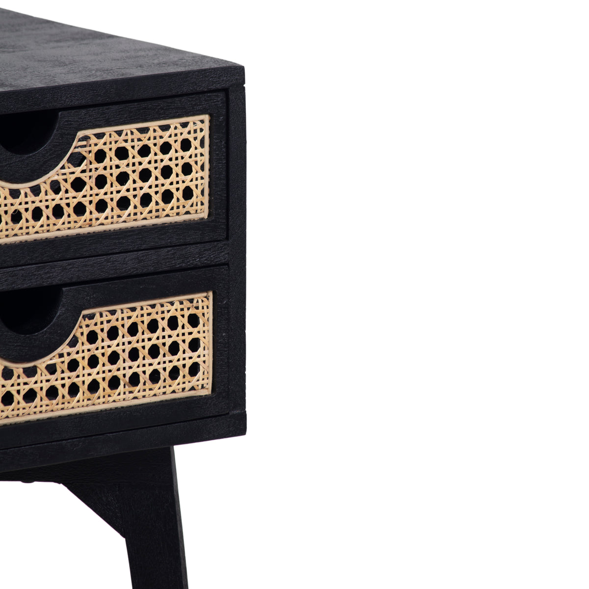 Rabat Mango Wood Rattan 2 Drawer Bedside Table
