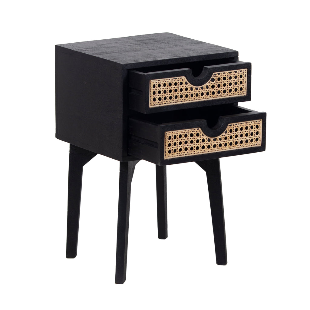 Rabat Mango Wood Rattan 2 Drawer Bedside Table