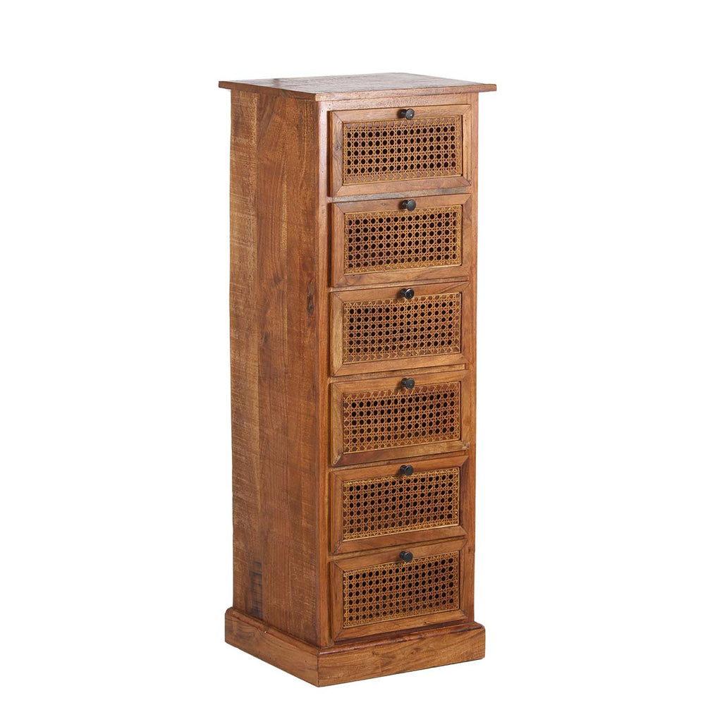 Marisol Acacia Wood 6 Drawer Chest Cognac Finish