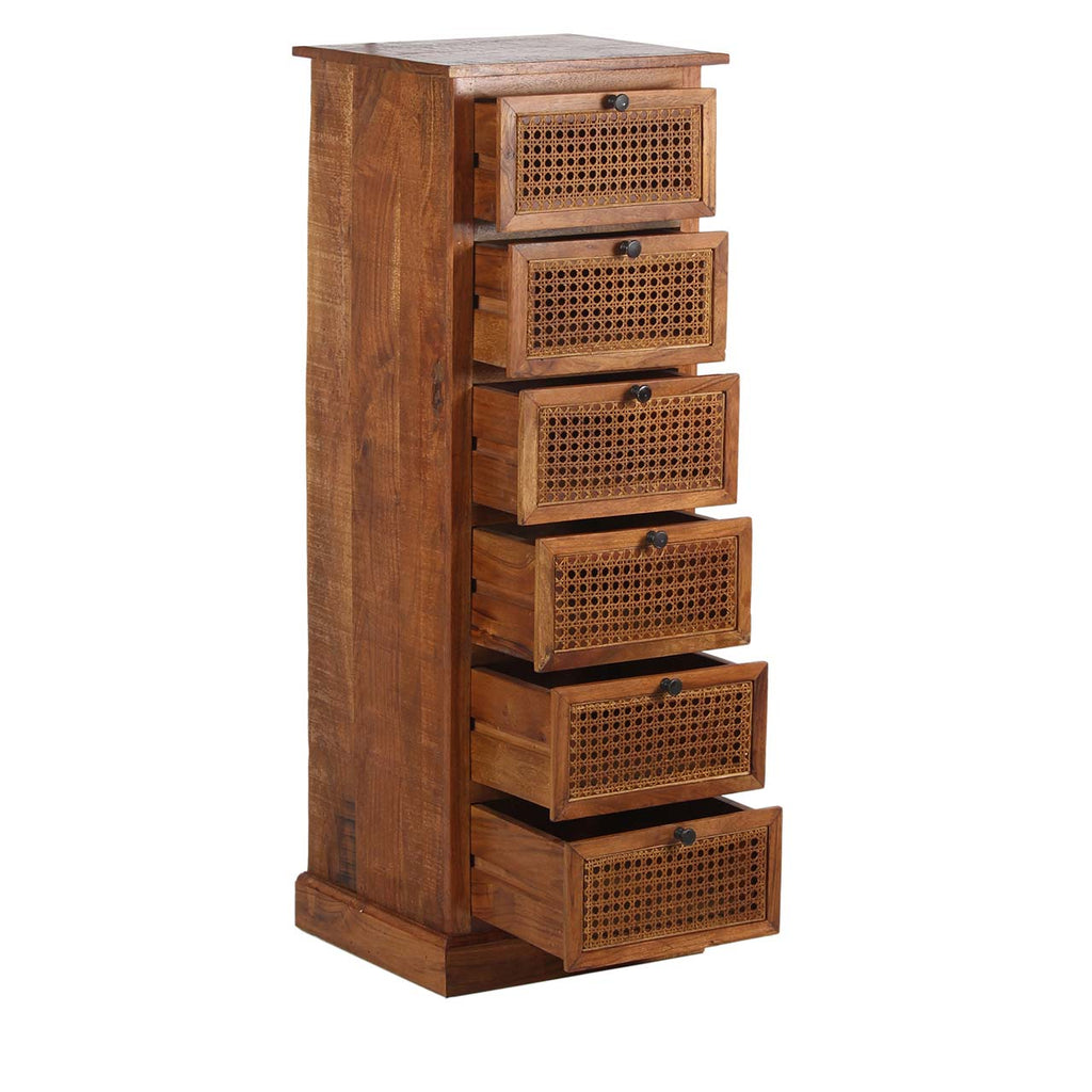 Marisol Acacia Wood 6 Drawer Chest Cognac Finish