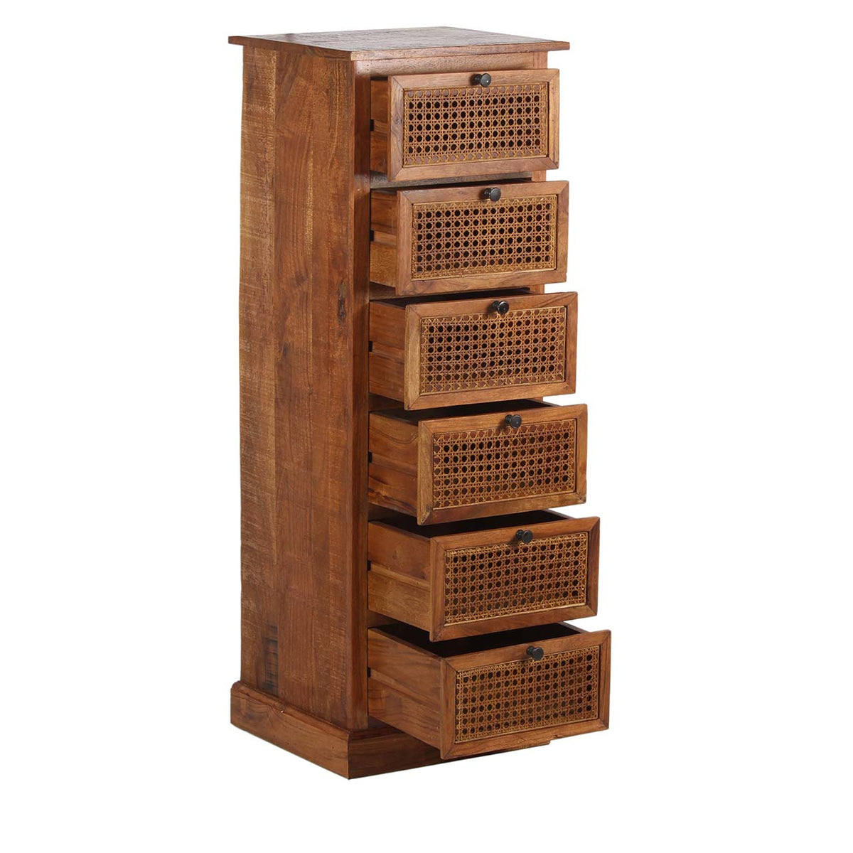 Marisol Acacia Wood 6 Drawer Chest Cognac Finish