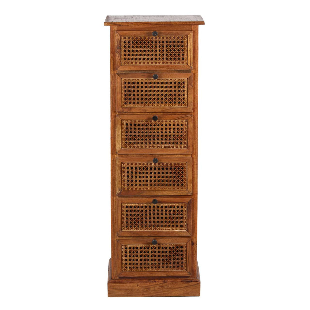 Marisol Acacia Wood 6 Drawer Chest Cognac Finish