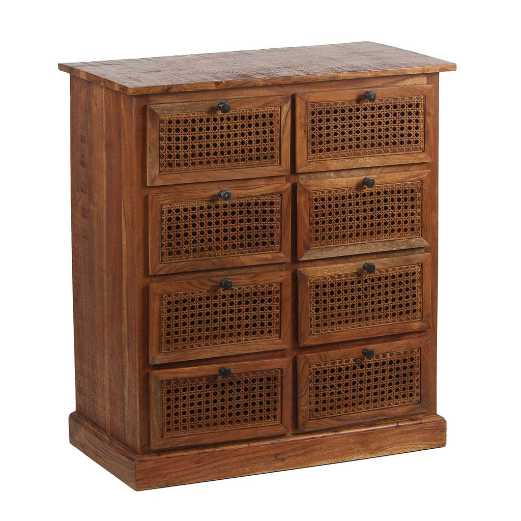 Marisol Acacia Wood 8 Drawer Chest Cognac Finish