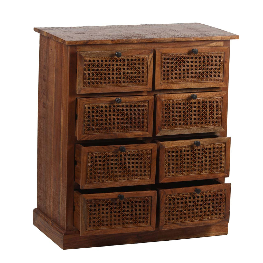 Marisol Acacia Wood 8 Drawer Chest Cognac Finish
