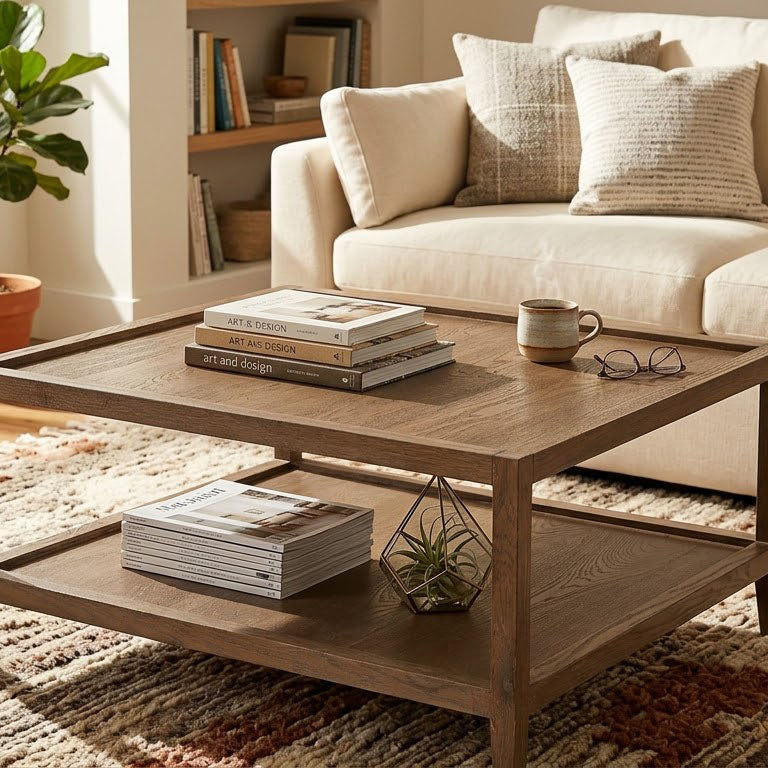 Mersing Oak Wood Square Coffee Table