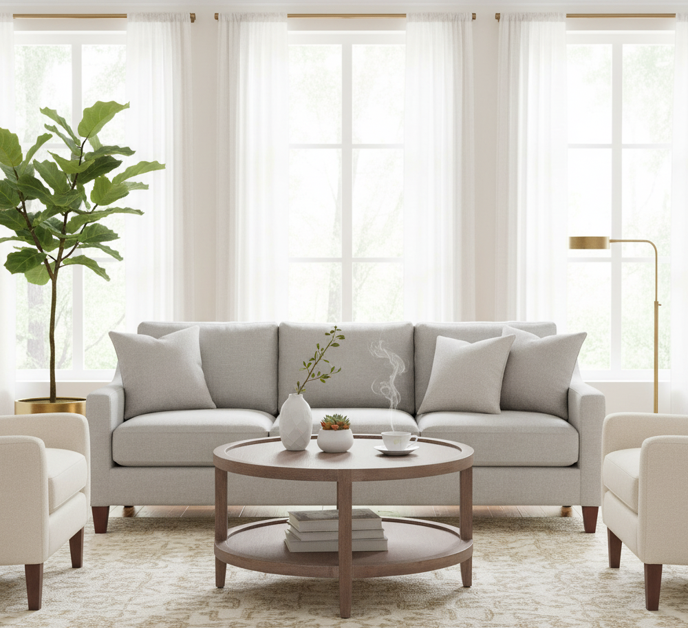 Mersing Oak Wood Round Coffee Table