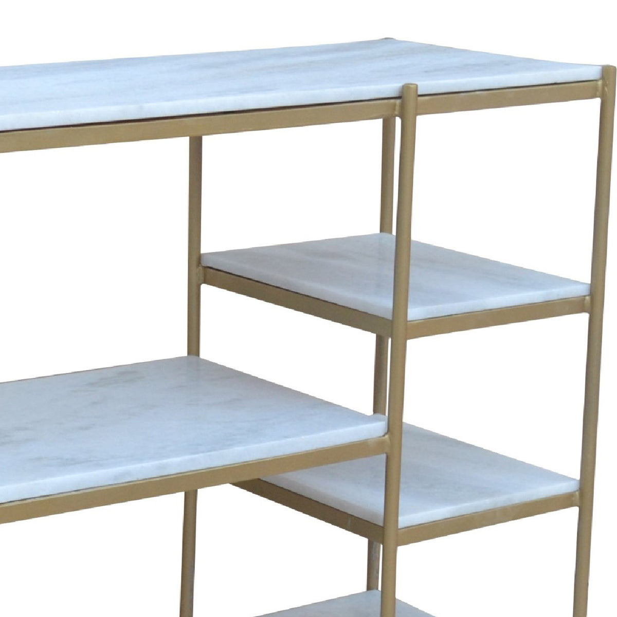 Naples Metal Marble 5 Tier Console Table - Gold Iron / White