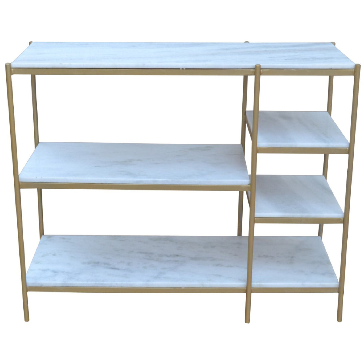 Naples Metal Marble 5 Tier Console Table - Gold Iron / White
