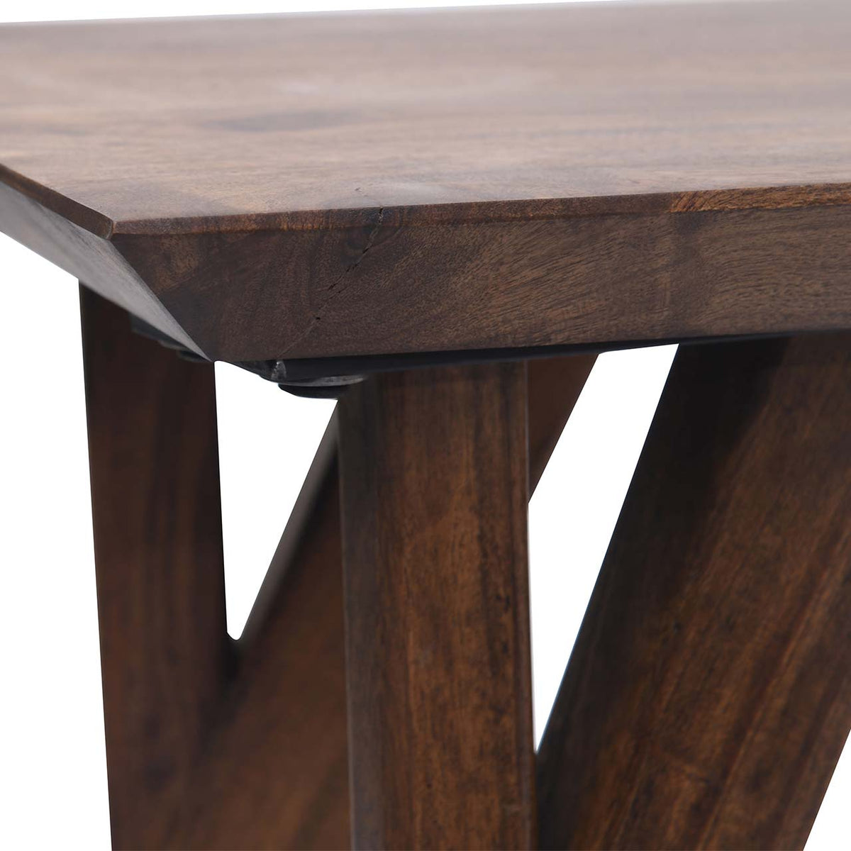 Mid Century Mango Wood Dining Bench