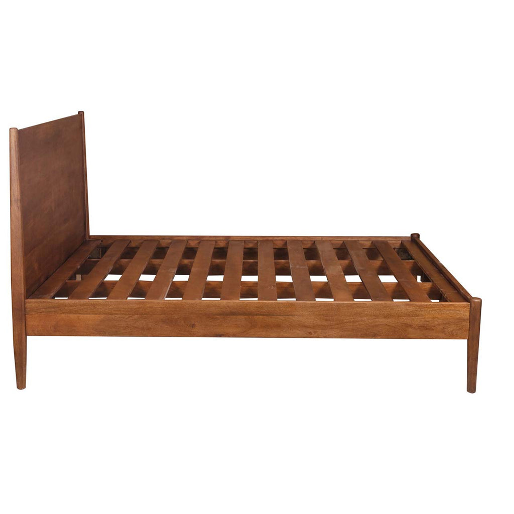 Mid Century Mango Wood King Bed - Cognac