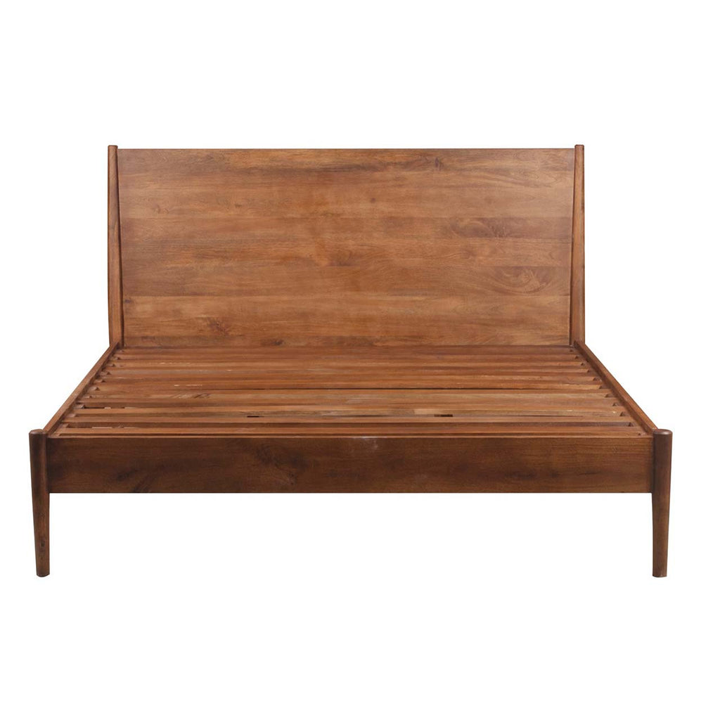 Mid Century Mango Wood King Bed - Cognac