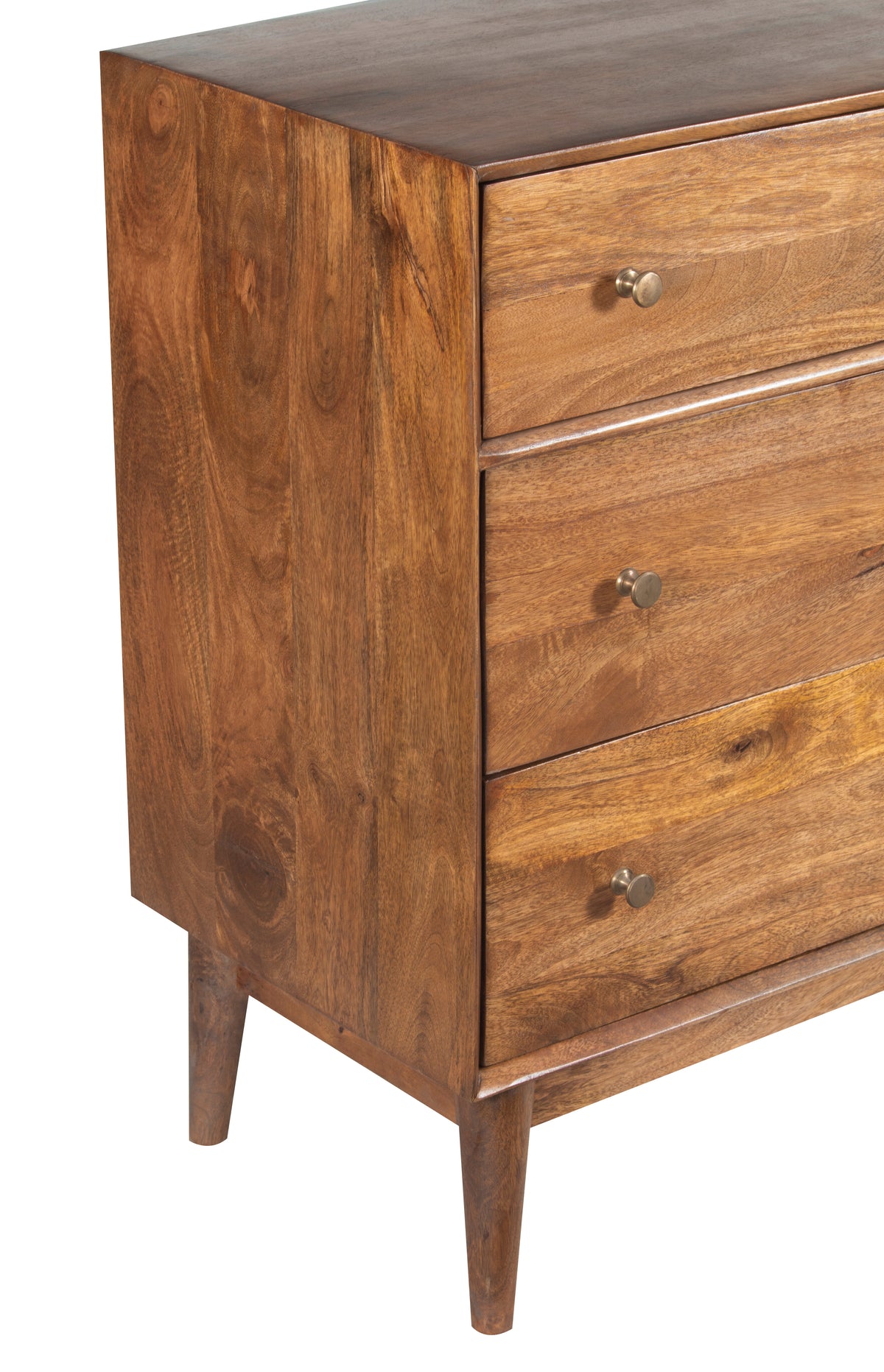 Mid Century Mango Wood 6 Drawer Dresser Cognac