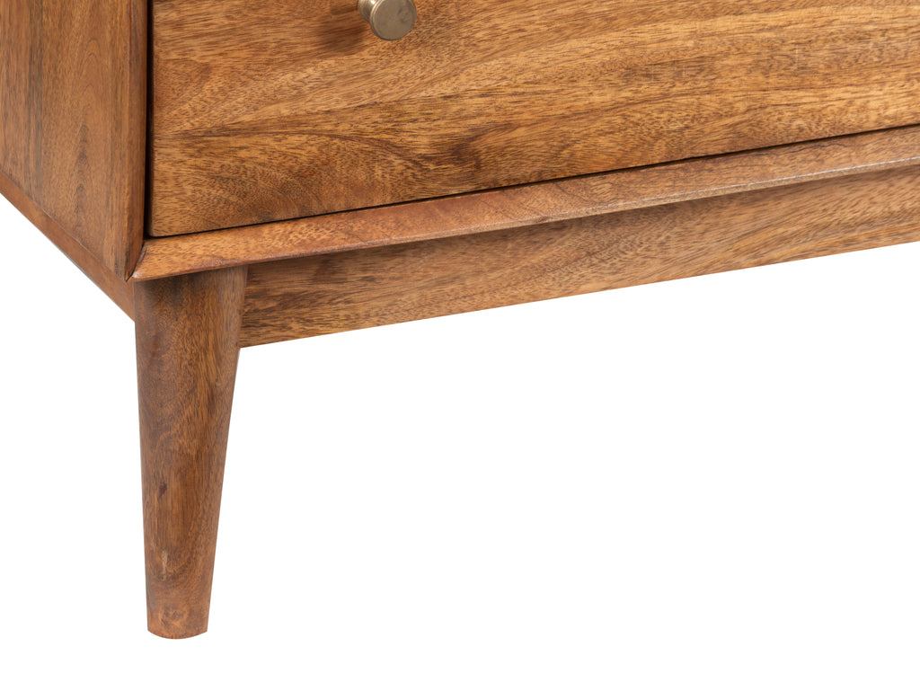 Mid Century Mango Wood 6 Drawer Dresser Cognac
