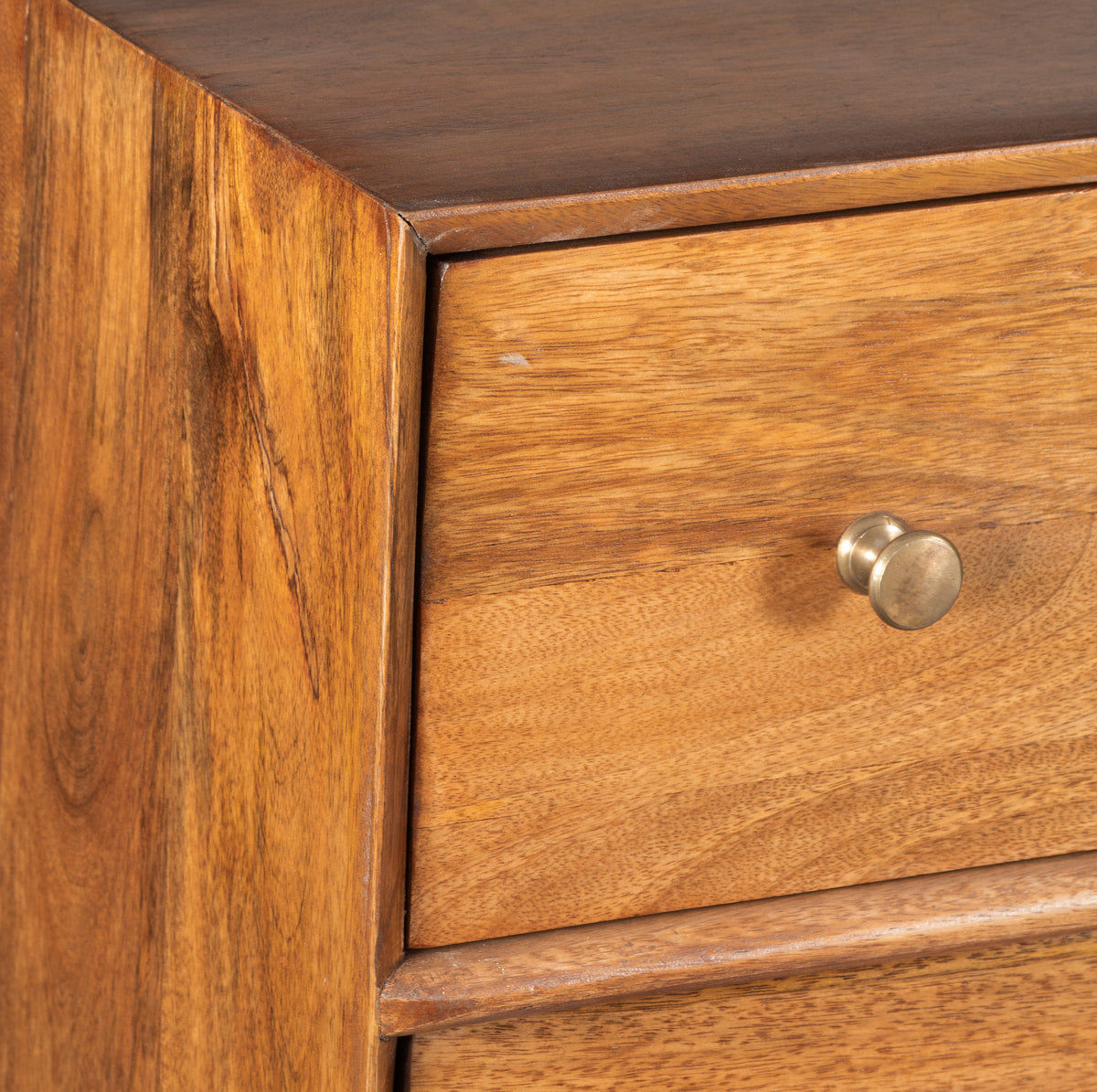 Mid Century Mango Wood 6 Drawer Dresser Cognac