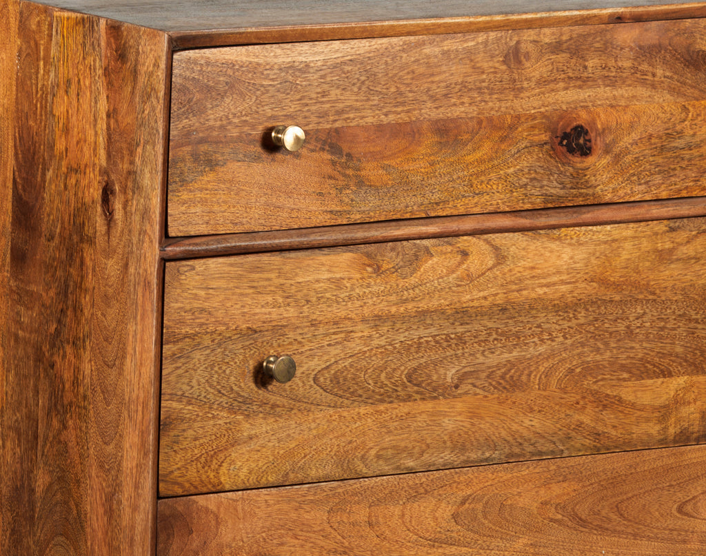 Mid Century Mango Wood 3 Drawer Chest Cognac