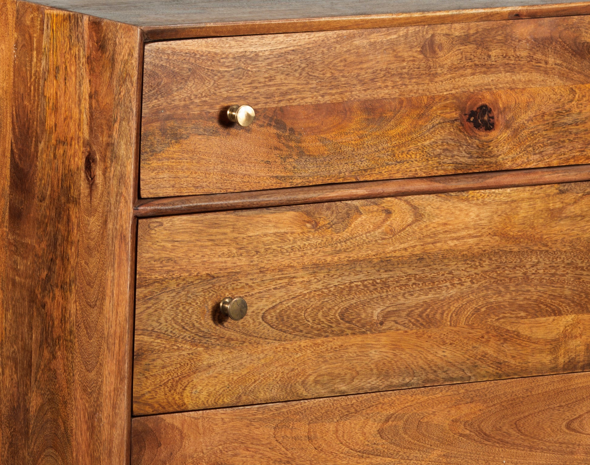 Mid Century Mango Wood 3 Drawer Chest Cognac