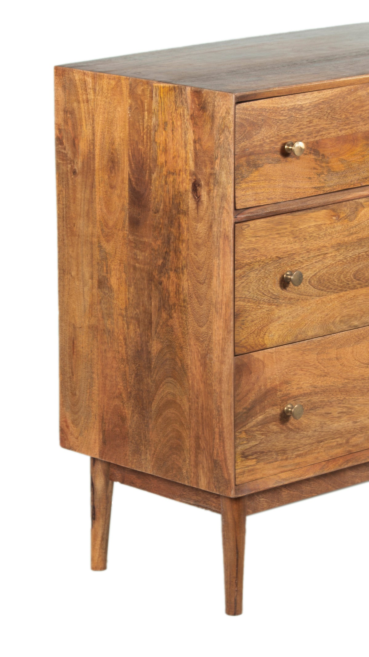 Mid Century Mango Wood 3 Drawer Chest Cognac