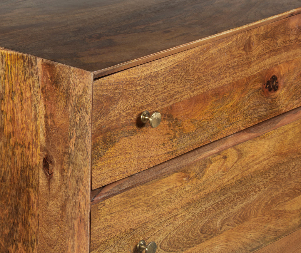 Mid Century Mango Wood 3 Drawer Chest Cognac