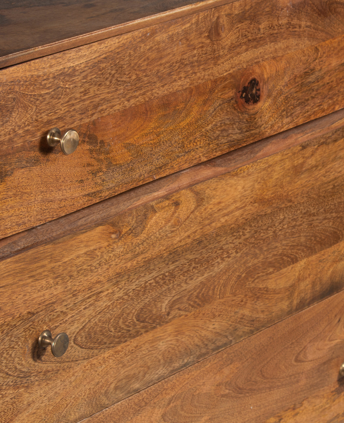 Mid Century Mango Wood 3 Drawer Chest Cognac