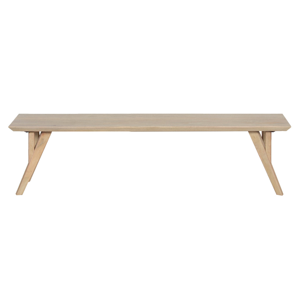 Mid Century Mango Wood Dining Bench
