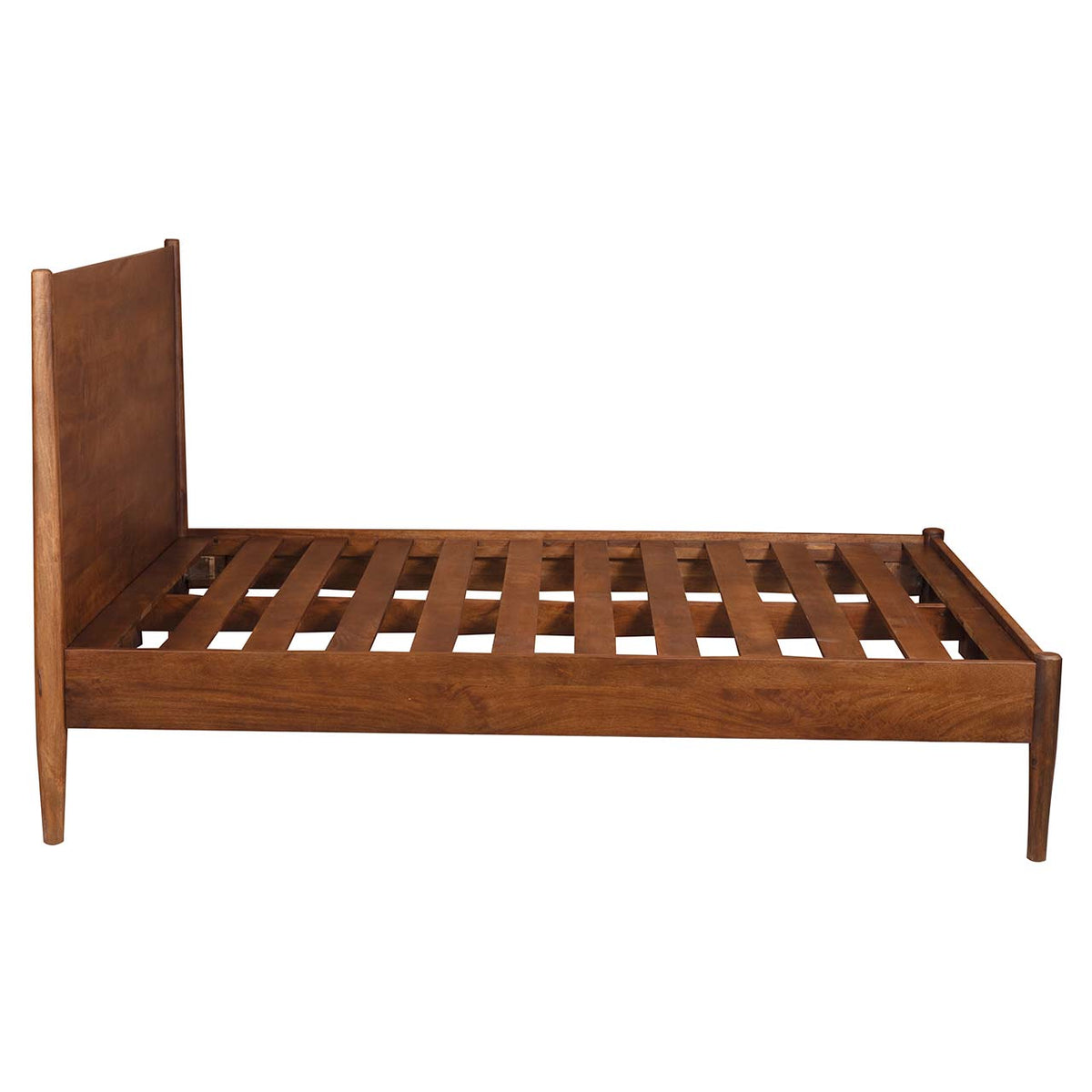 Mid Century Mango Wood Queen Bed - Cognac
