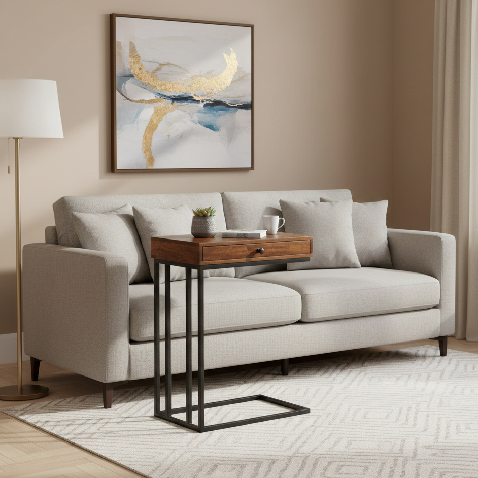 Minsak Mango Wood Metal C Table