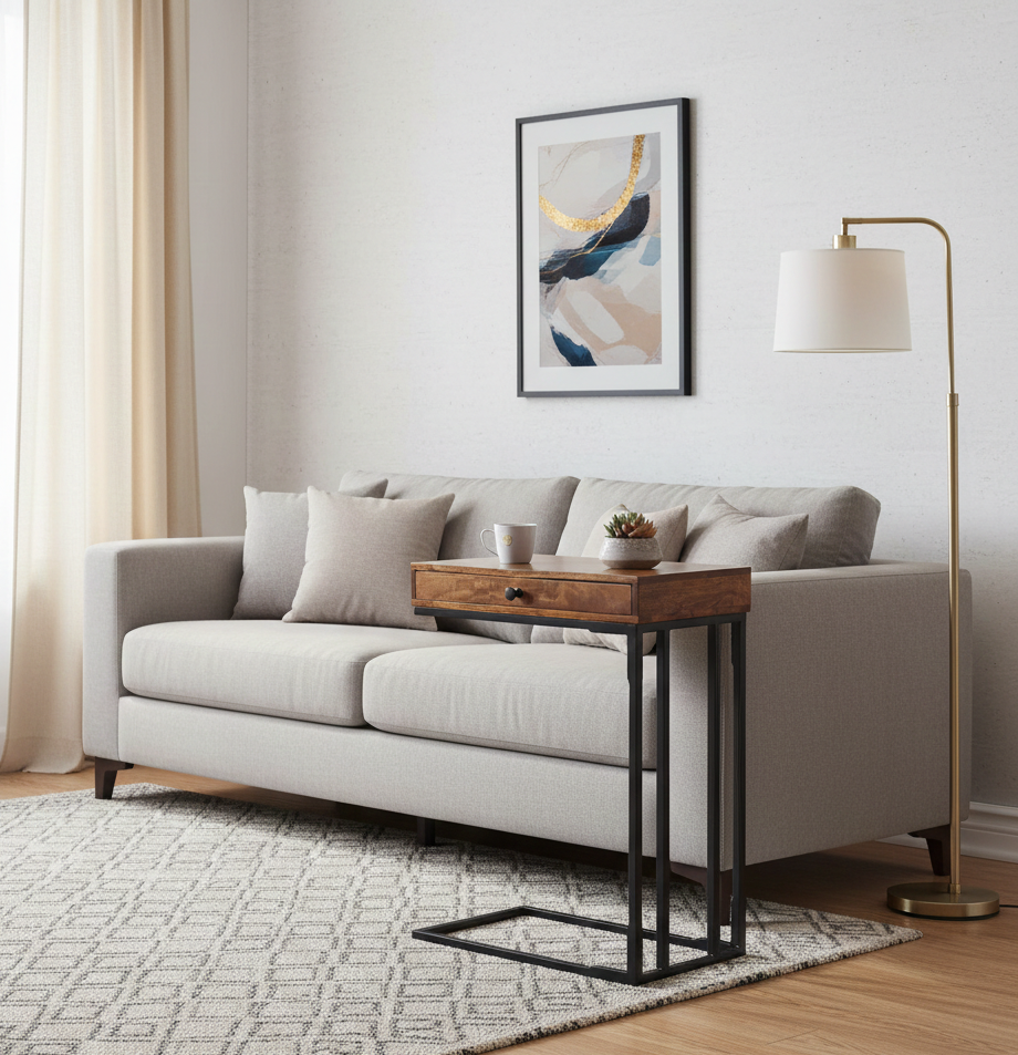 Minsak Mango Wood Metal C Table