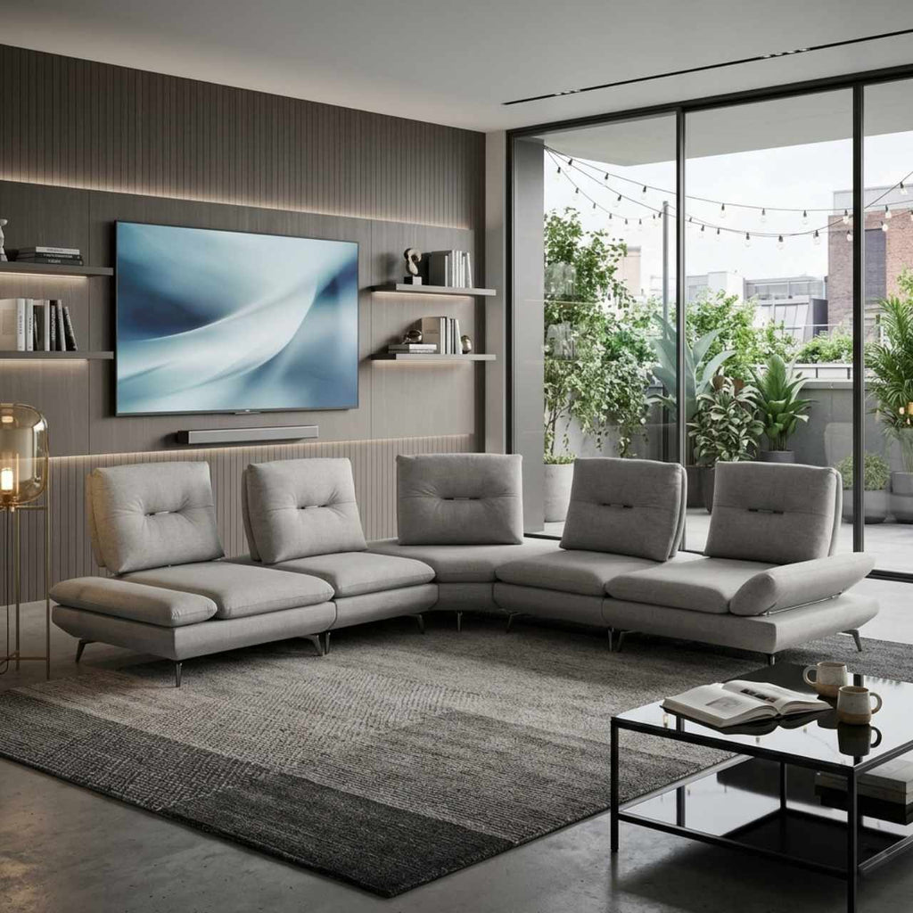 Modena Fabric Luxe Sectional - Blake Cement