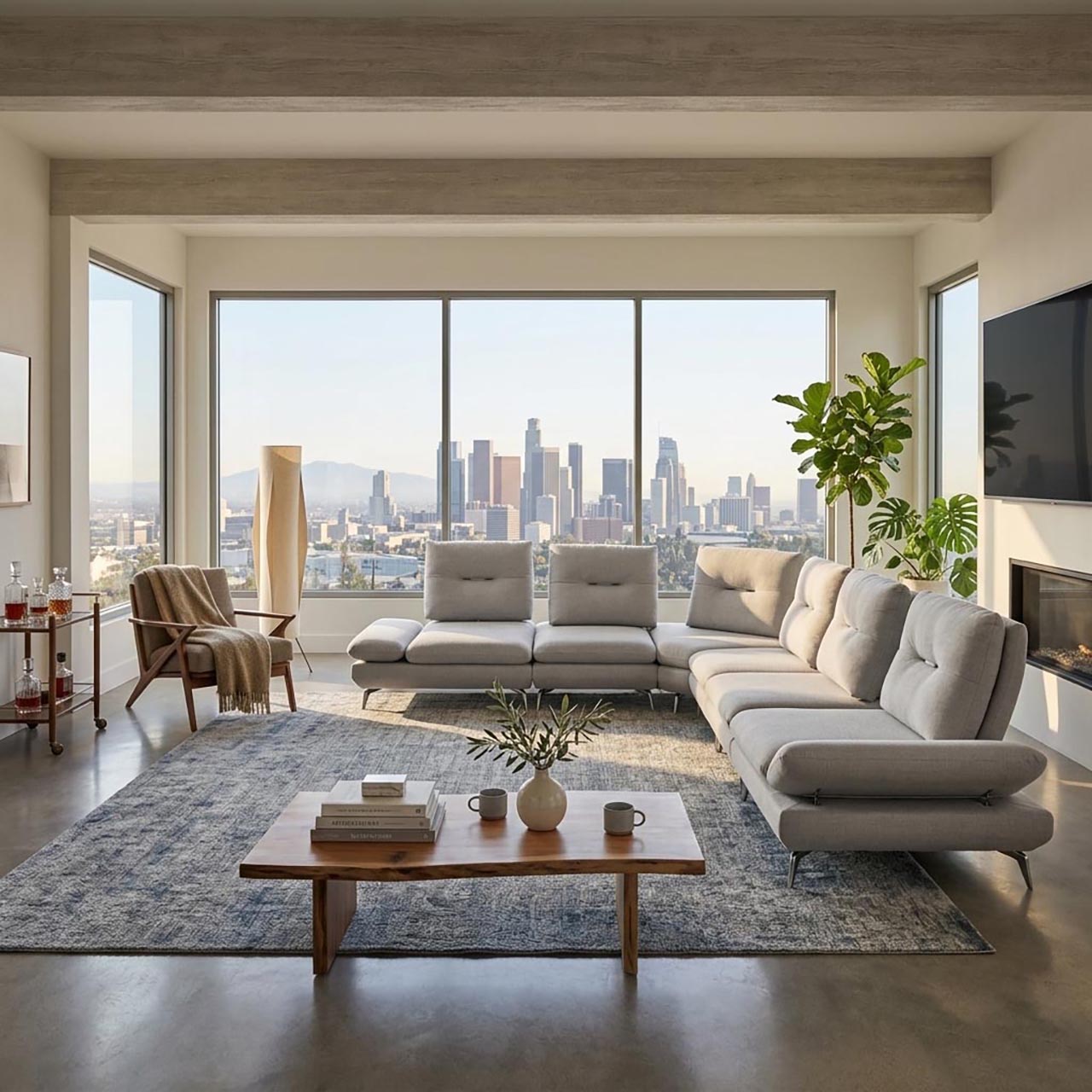 Modena Fabric Luxe Sectional - Blake Cement