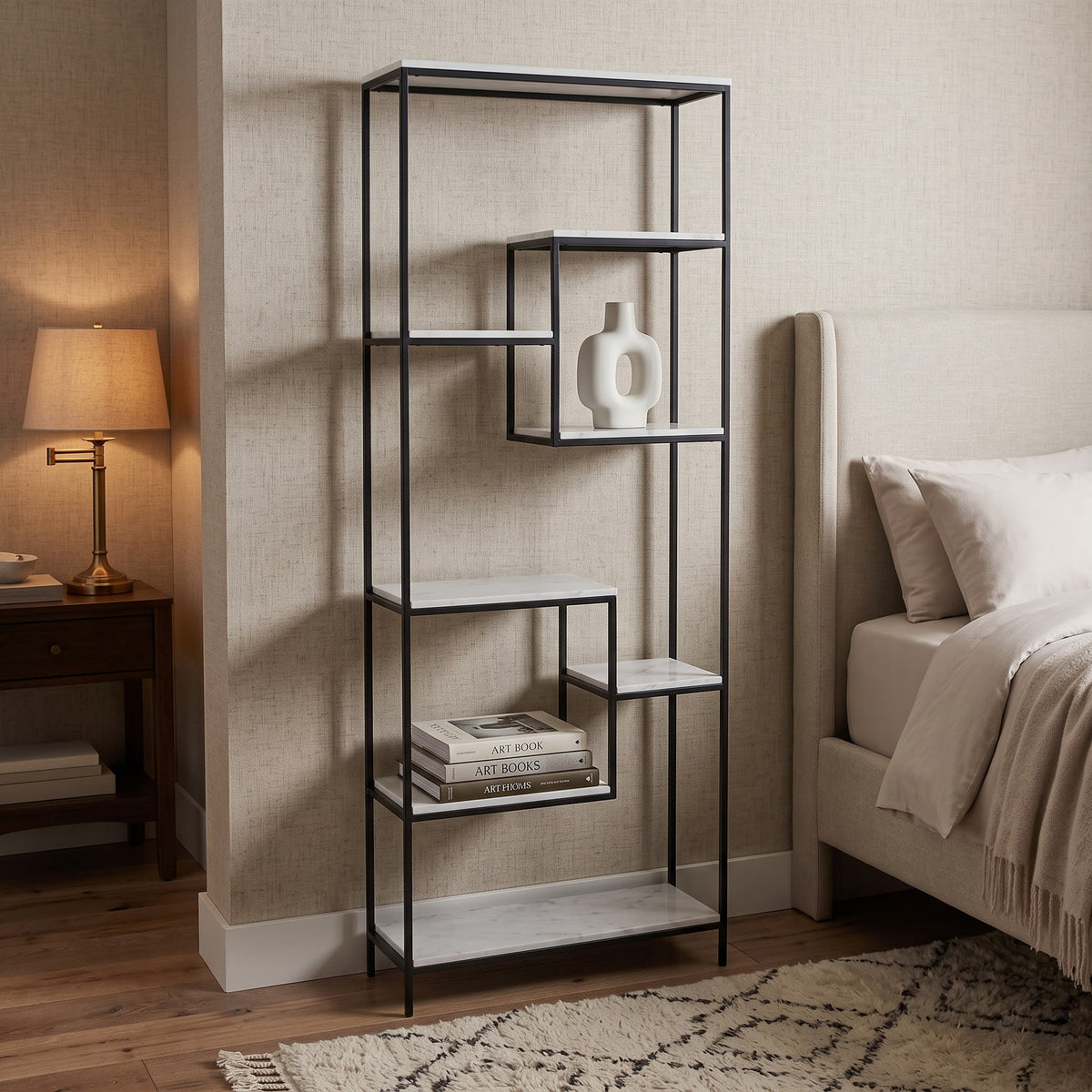 Modern Bookcase Marble Shelf