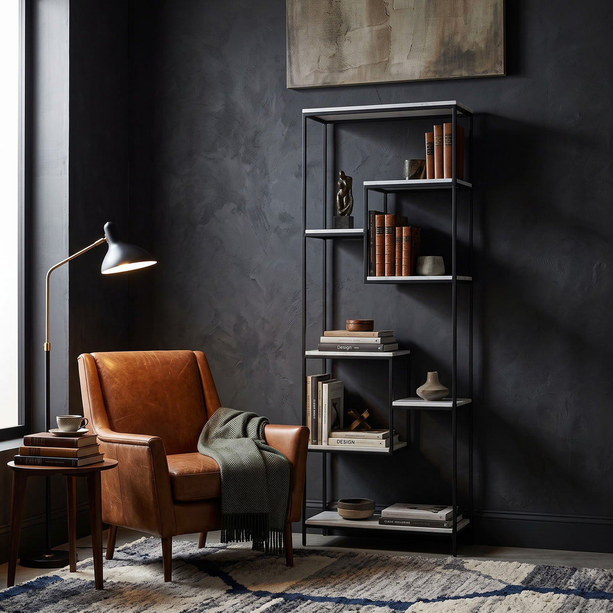 Modern Bookcase Marble Shelf
