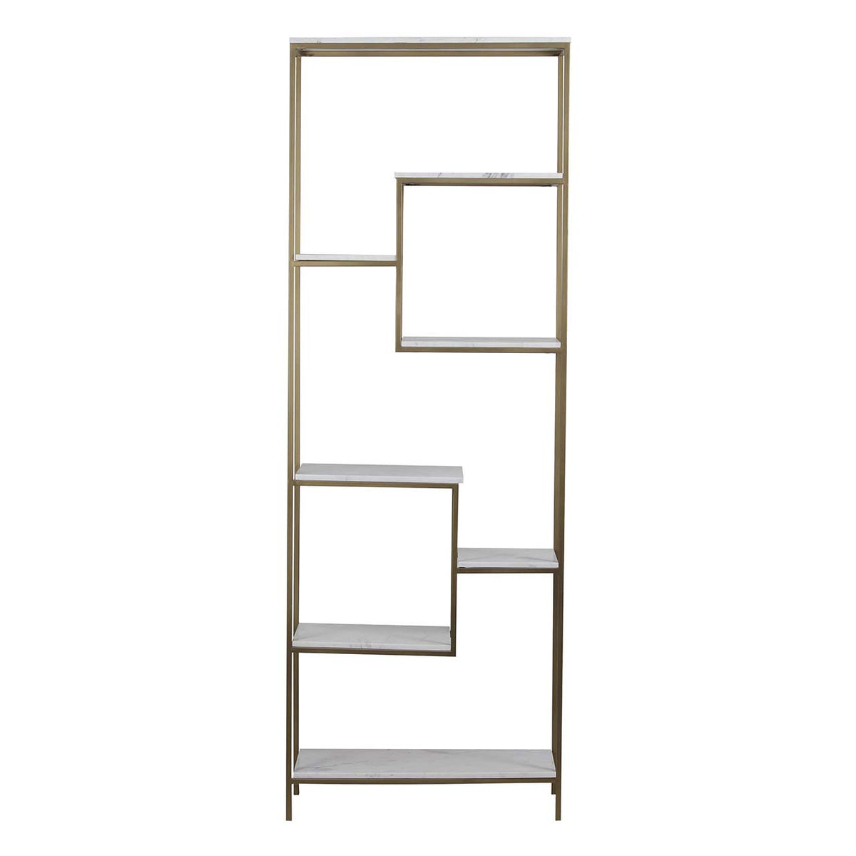 Modern Bookcase Marble Shelf - Gold Iron / White