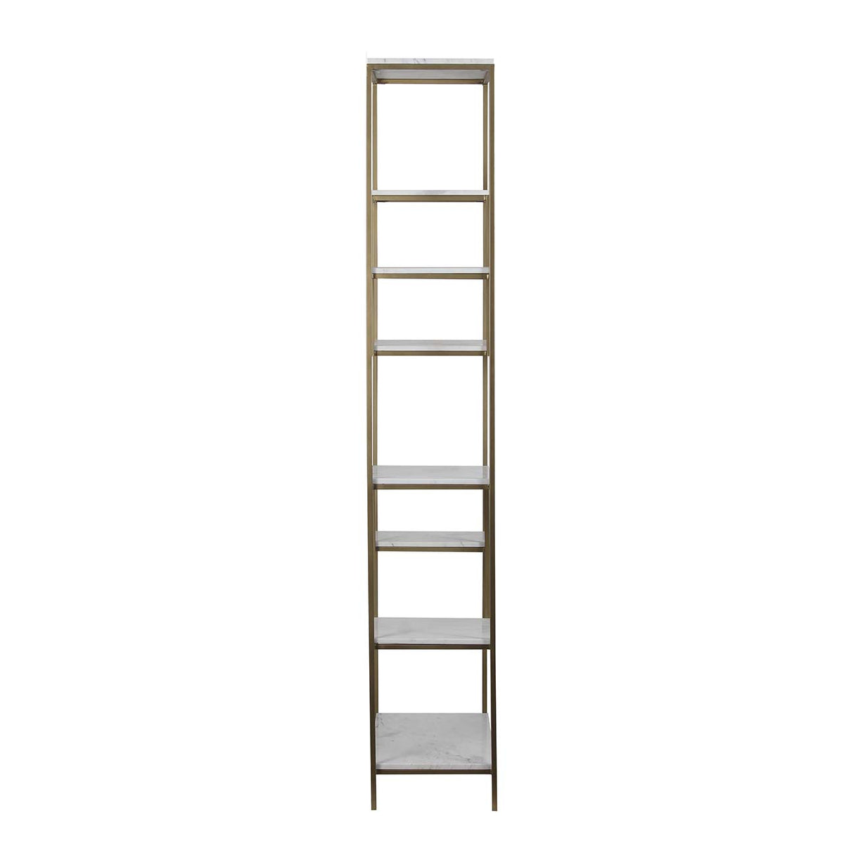 Modern Bookcase Marble Shelf - Gold Iron / White