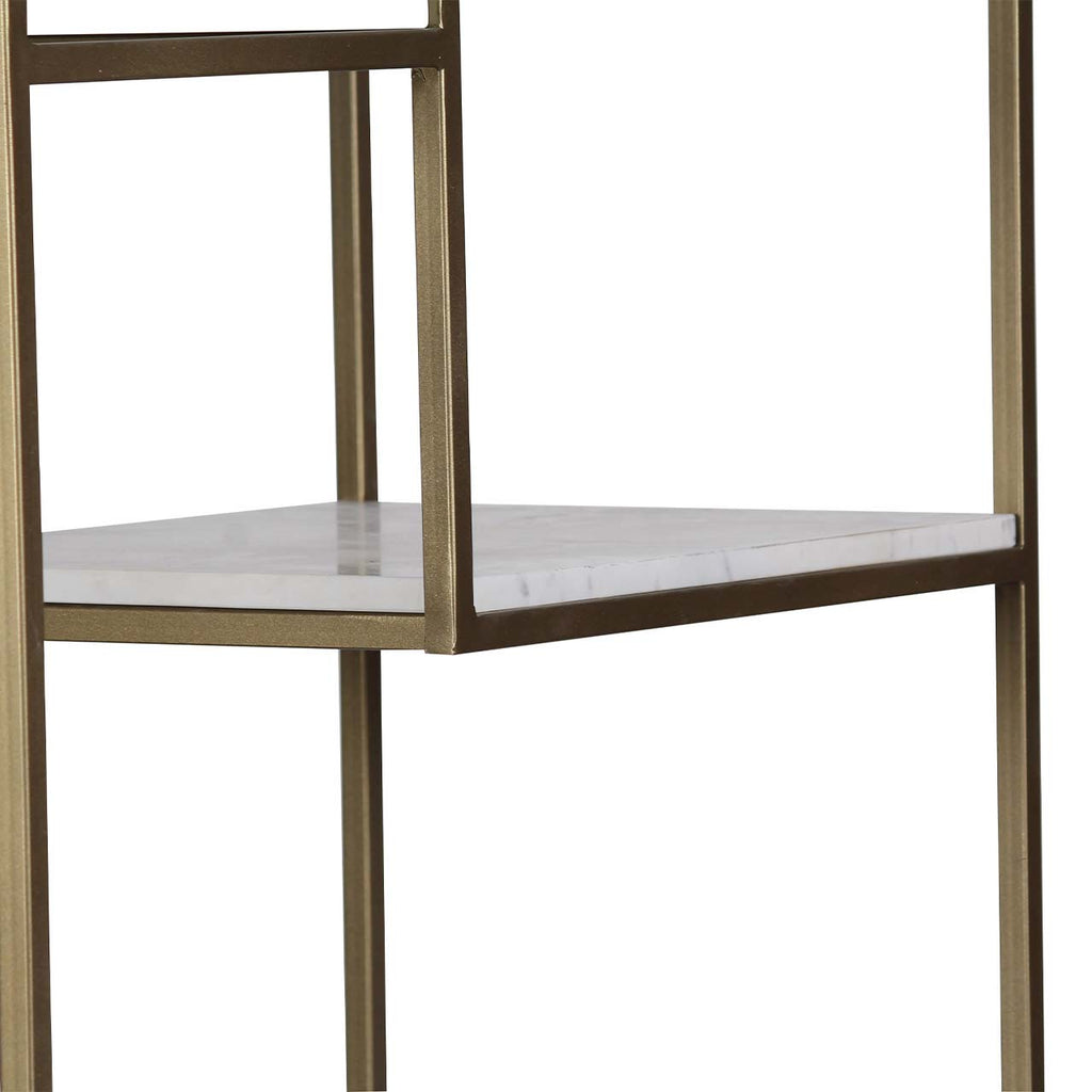 Modern Bookcase Marble Shelf - Gold Iron / White