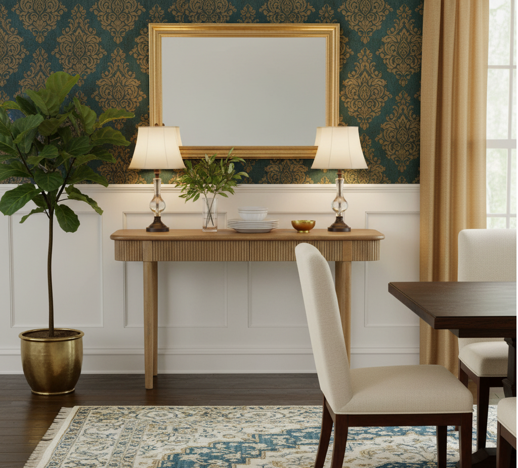 Moldova Mango Wood Console Table With 2 Drawer