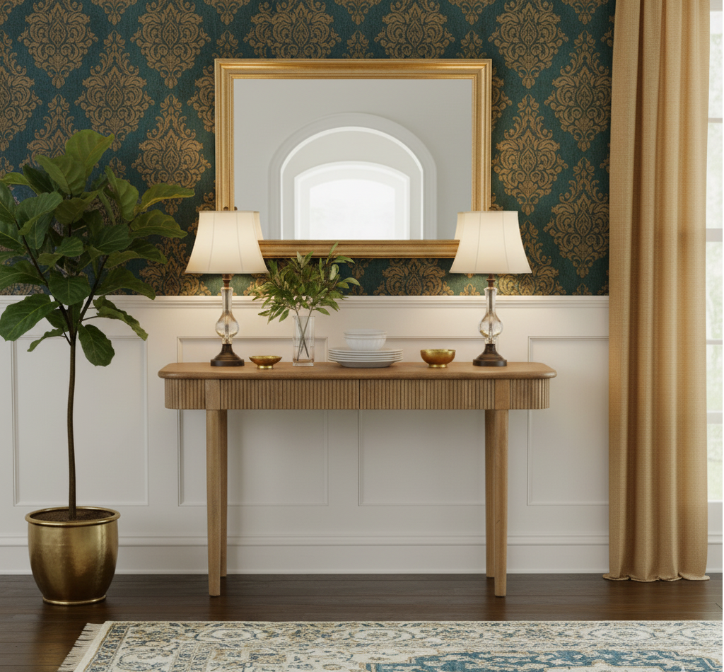 Moldova Mango Wood Console Table With 2 Drawer
